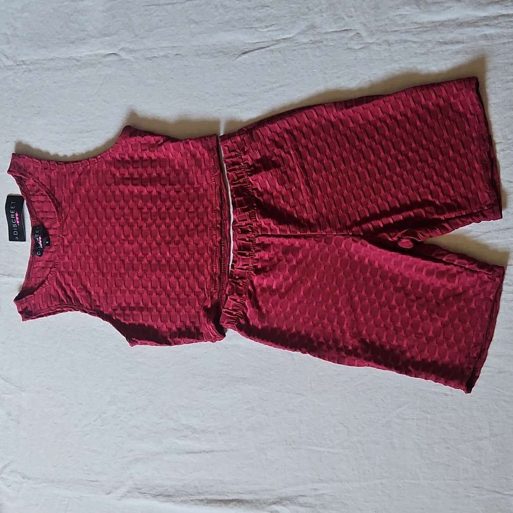 Red bikers and crop tank top set small
